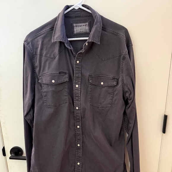 Poncho Matamoros Black Denim Snapshirt Size Large Slim - Picture 1 of 2